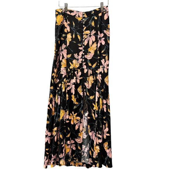 Free People Maxi Skirt Womens 2 Smooth Sailing Floral Front High Slit Button Up - Picture 4 of 13